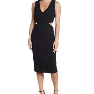 NWT AFRM Hedy Double V Side Cut Out Dress in Black Size XL